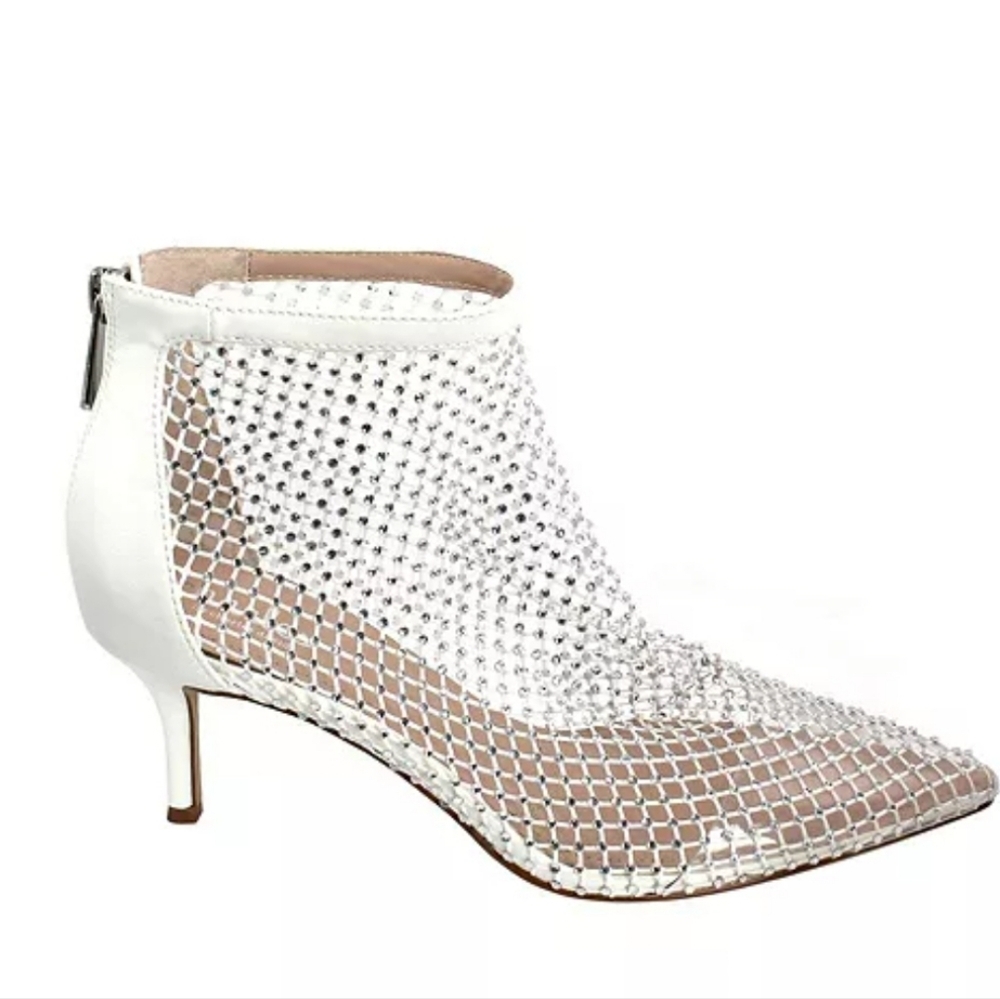 Charles By Charles David White Crystal Mesh Ankle Booties